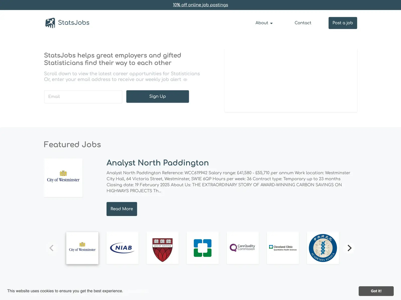 Screenshot of StatsJobs