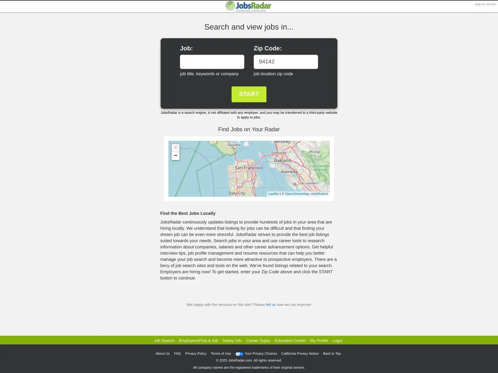 Screenshot of JobsRadar