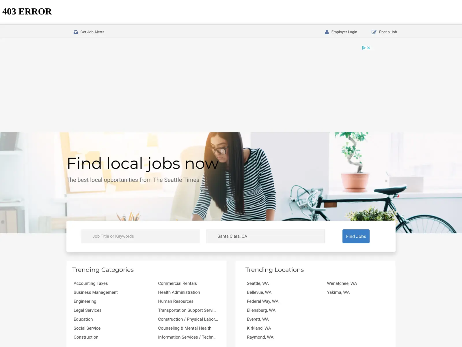 Screenshot of Seattle Times Jobs