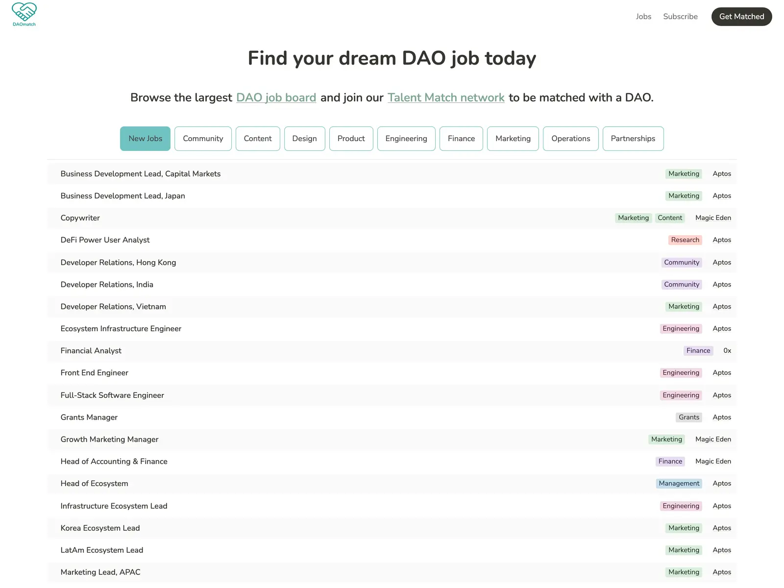 Screenshot of DAOmatch