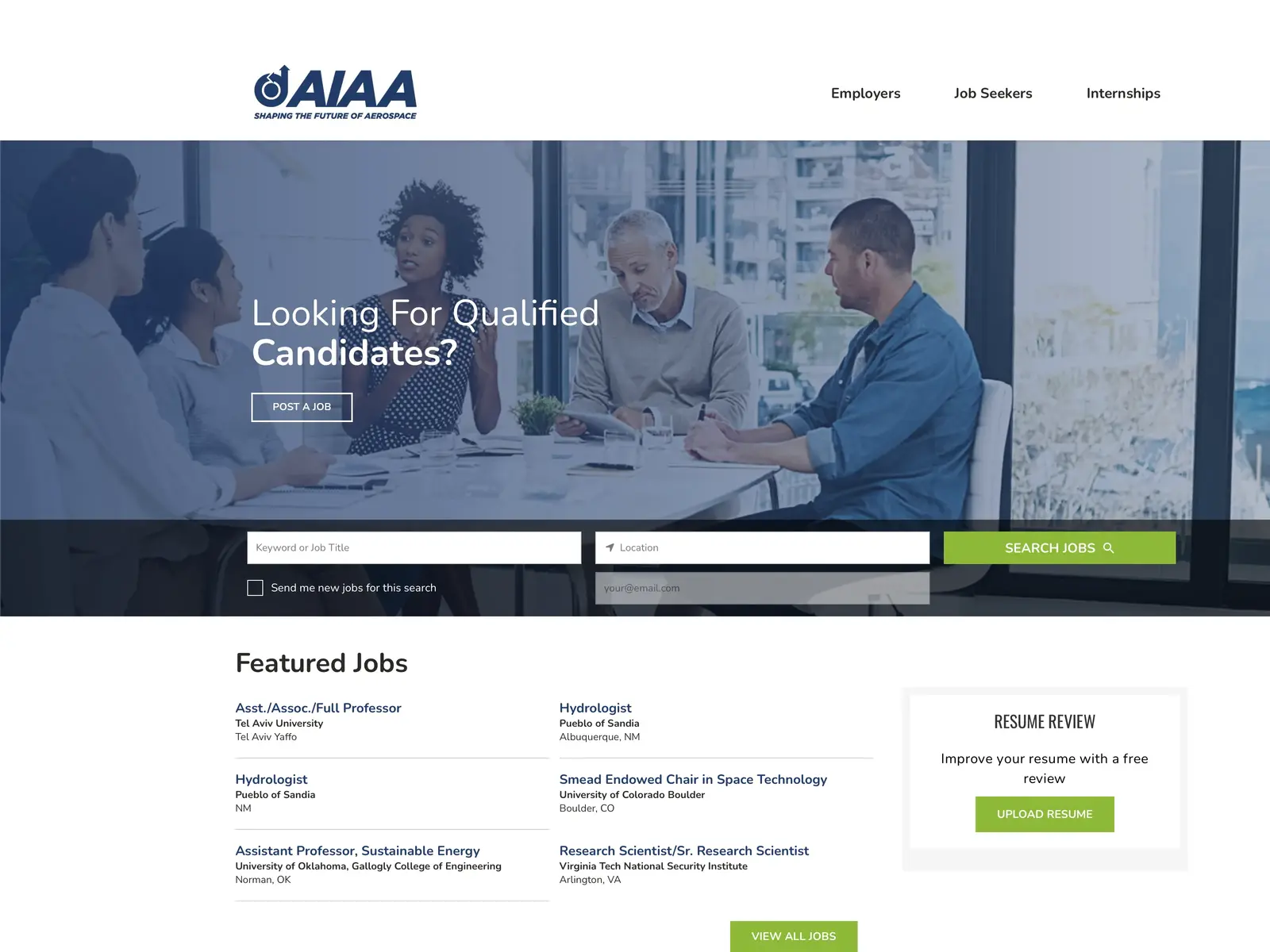 Screenshot of AIAA Career Center