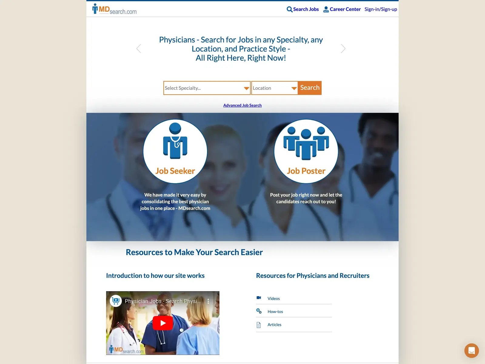 Screenshot of MDsearch.com