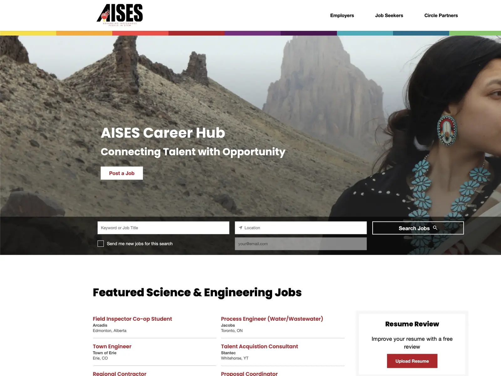 Screenshot of AISES Career Hub