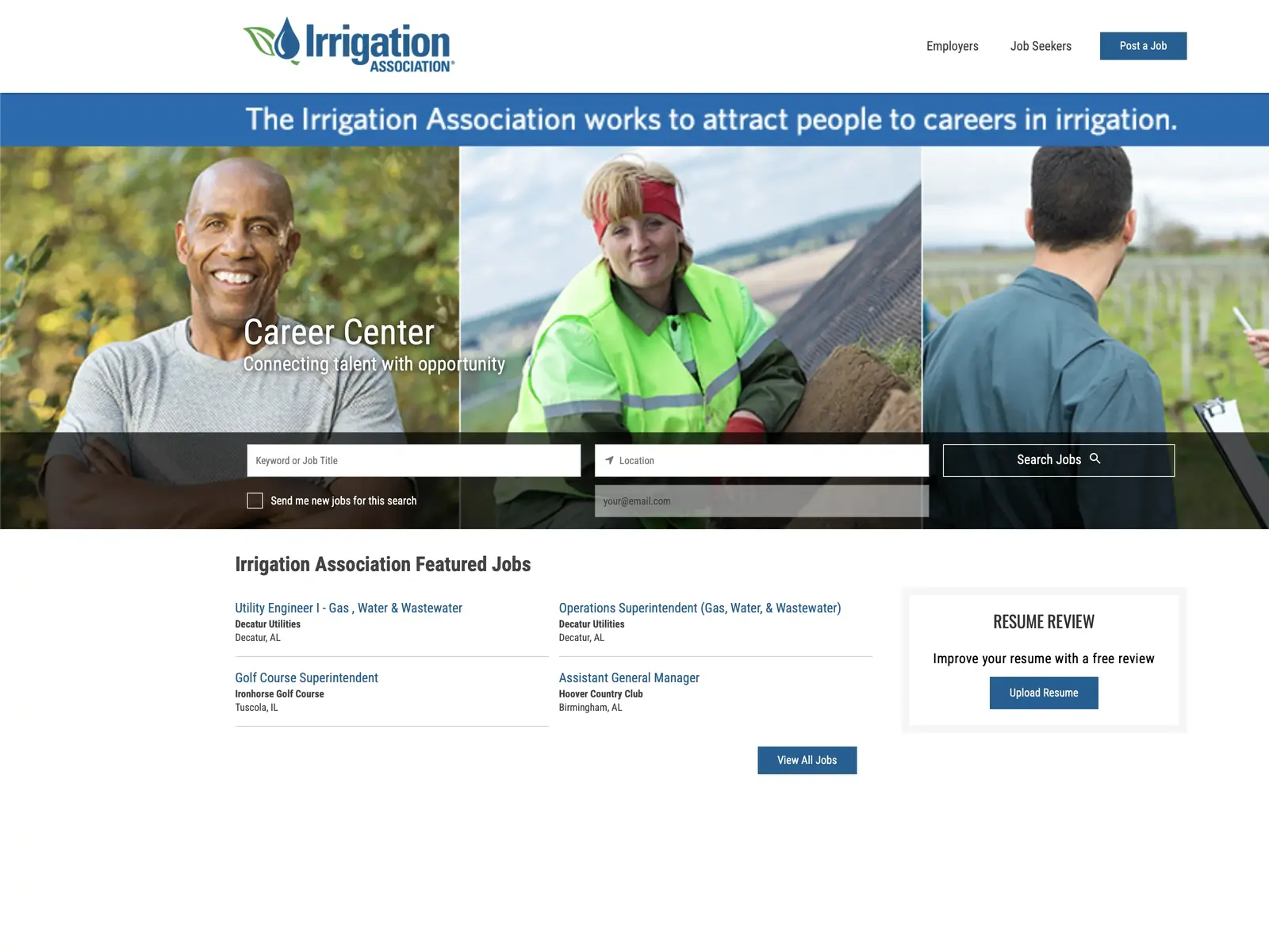 Screenshot of Irrigation Association Career Center