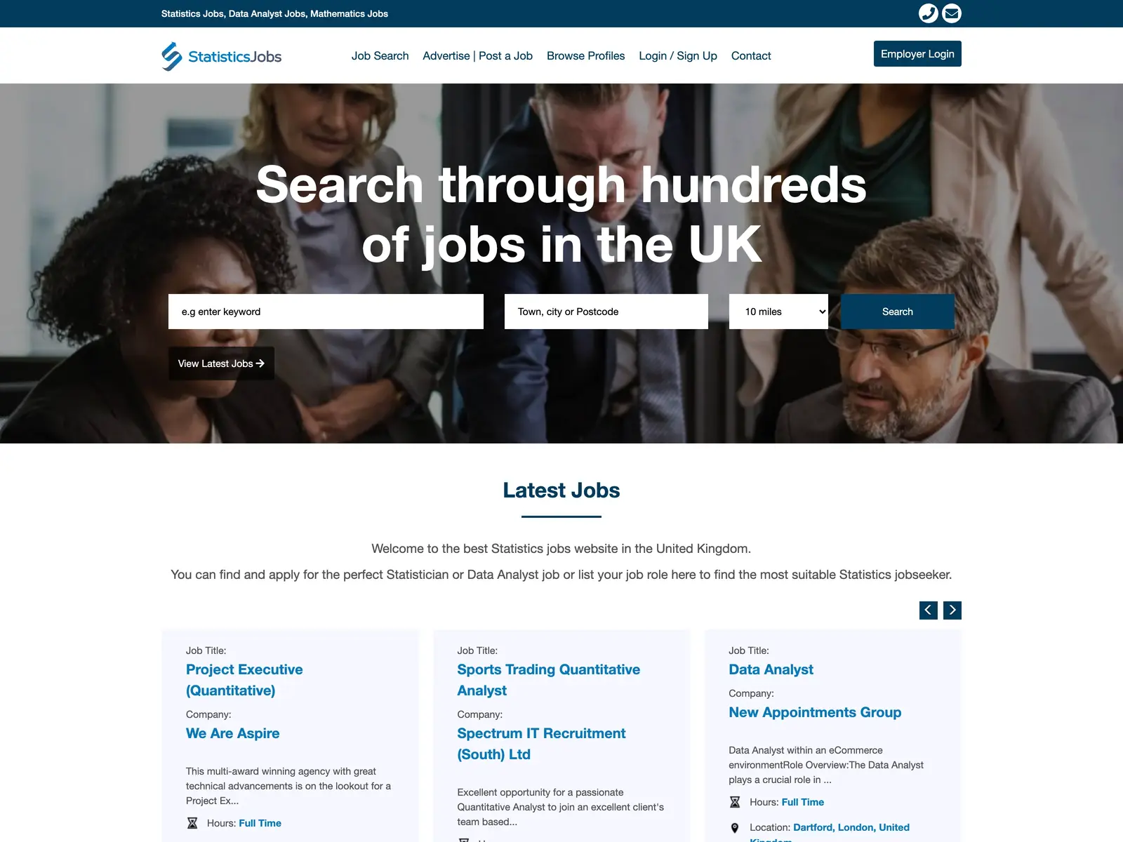 Screenshot of Statistics Jobs