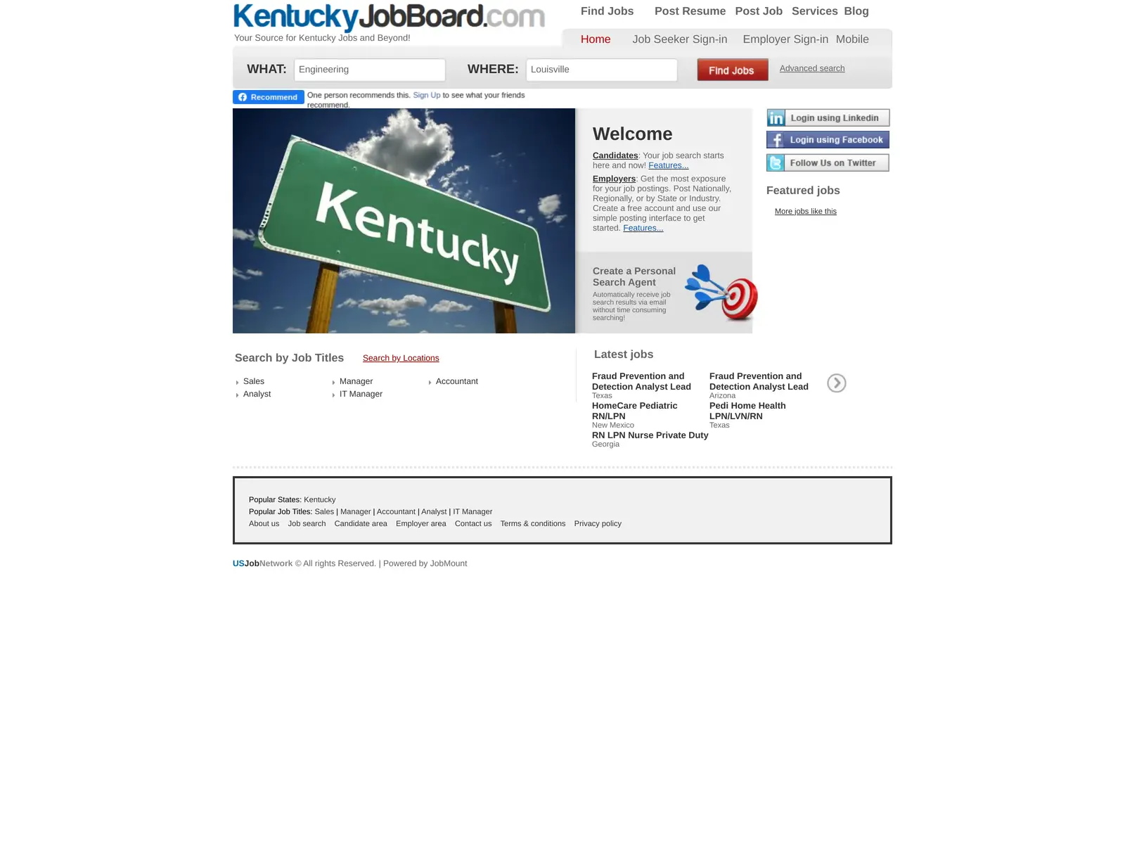 Screenshot of KentuckyJobBoard.com