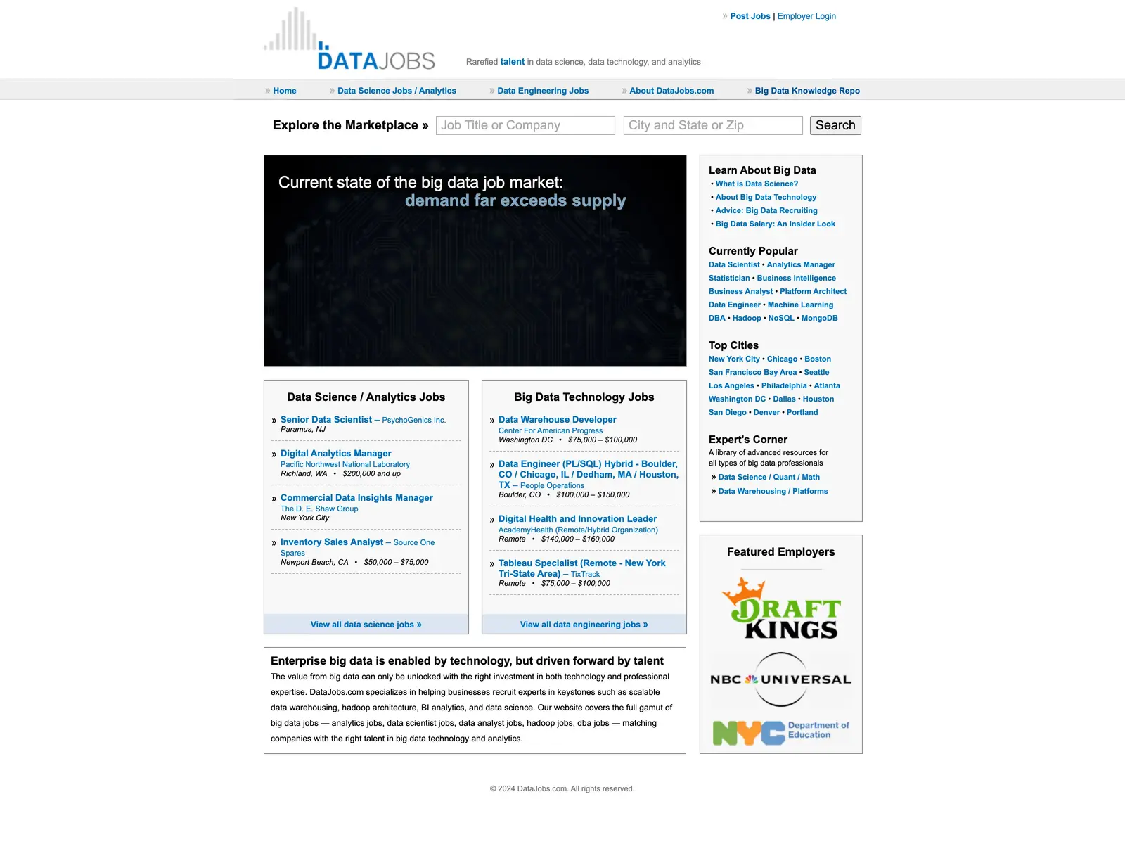 Screenshot of DataJobs.com