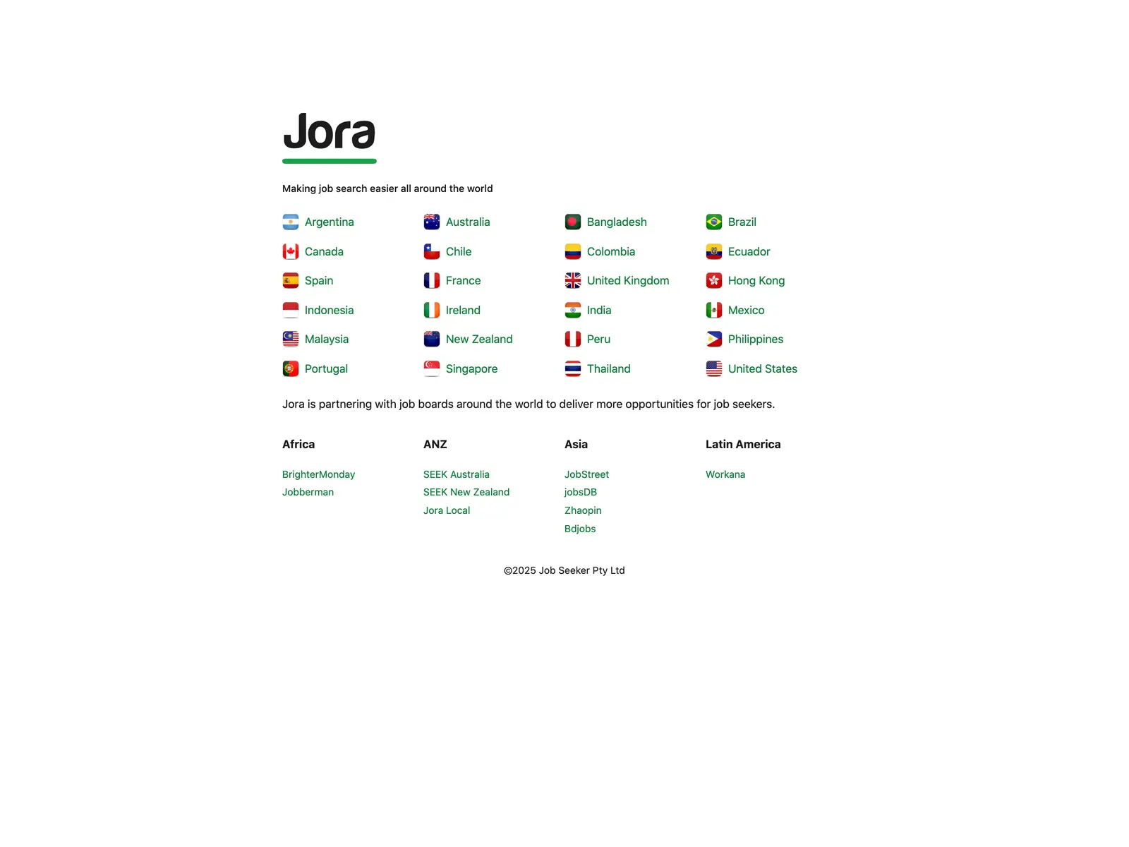 Screenshot of Jora