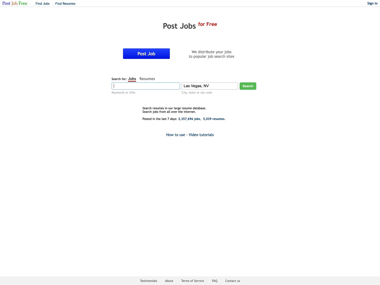 Screenshot of PostJobFree