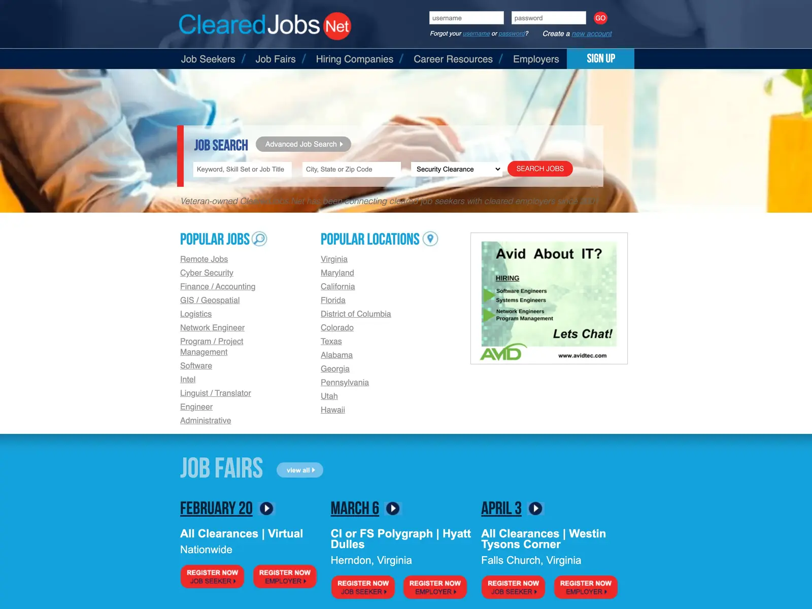 Screenshot of ClearedJobs.Net