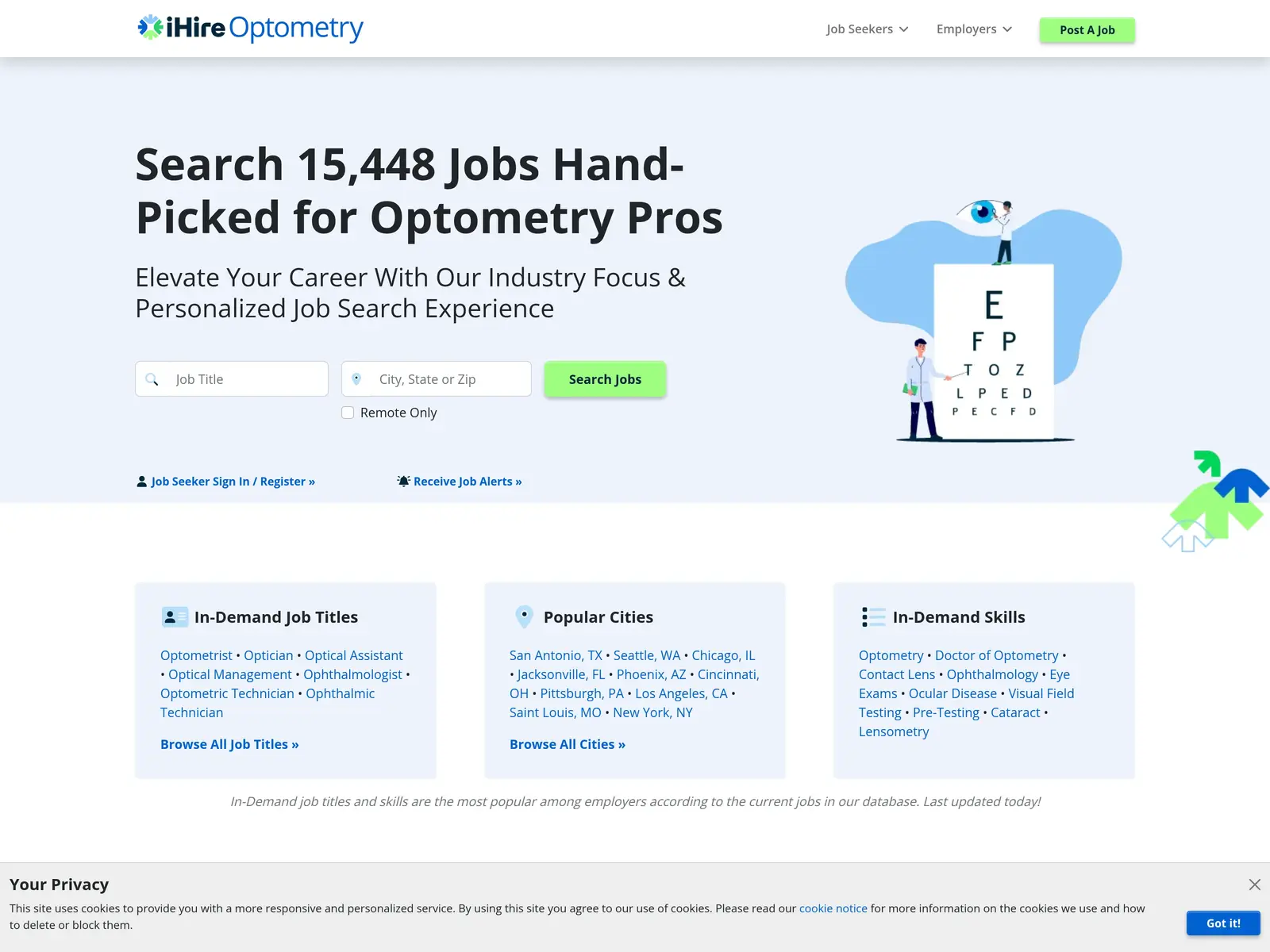 Screenshot of iHireOptometry