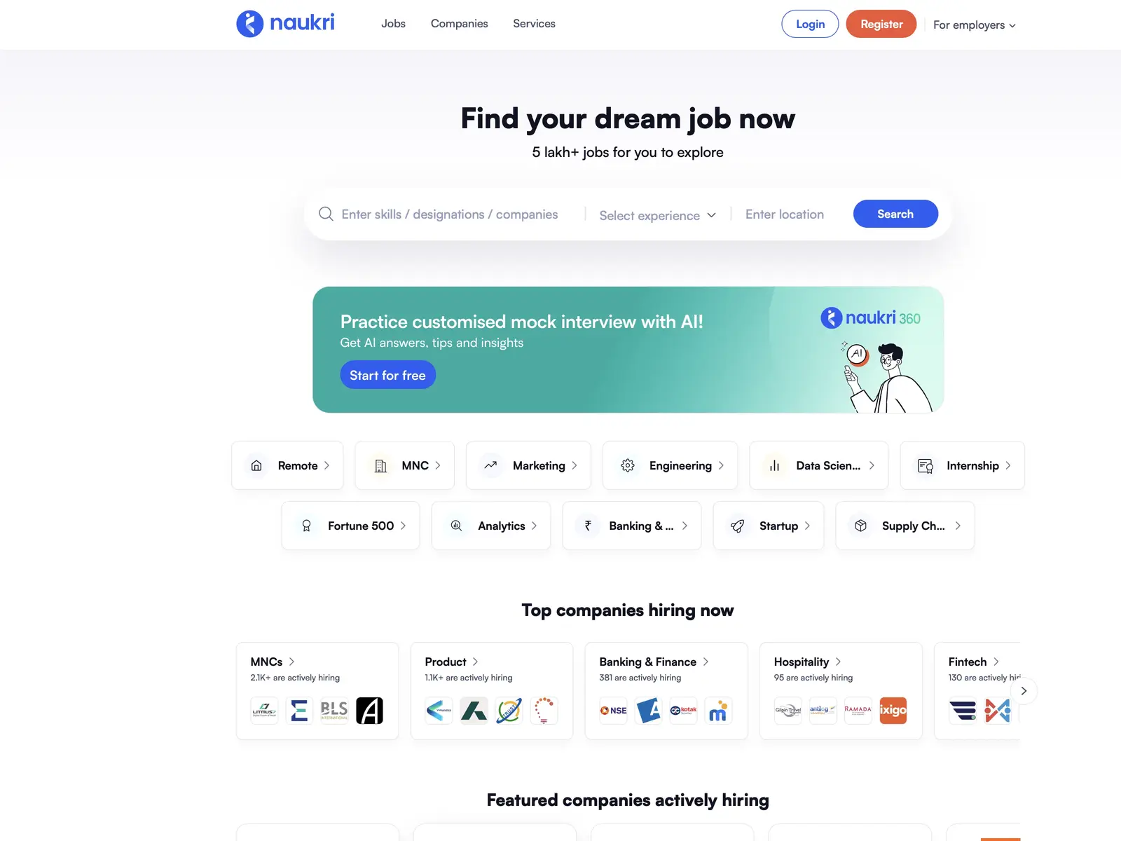 Screenshot of Naukri