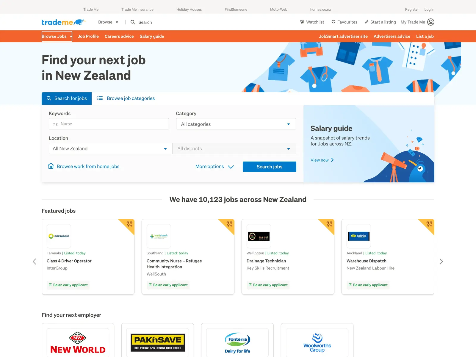 Screenshot of Trade Me Jobs