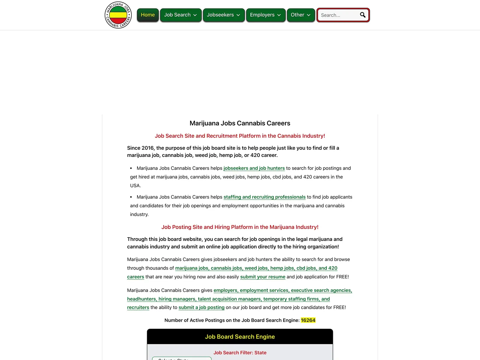 Screenshot of Marijuana Jobs Cannabis Careers