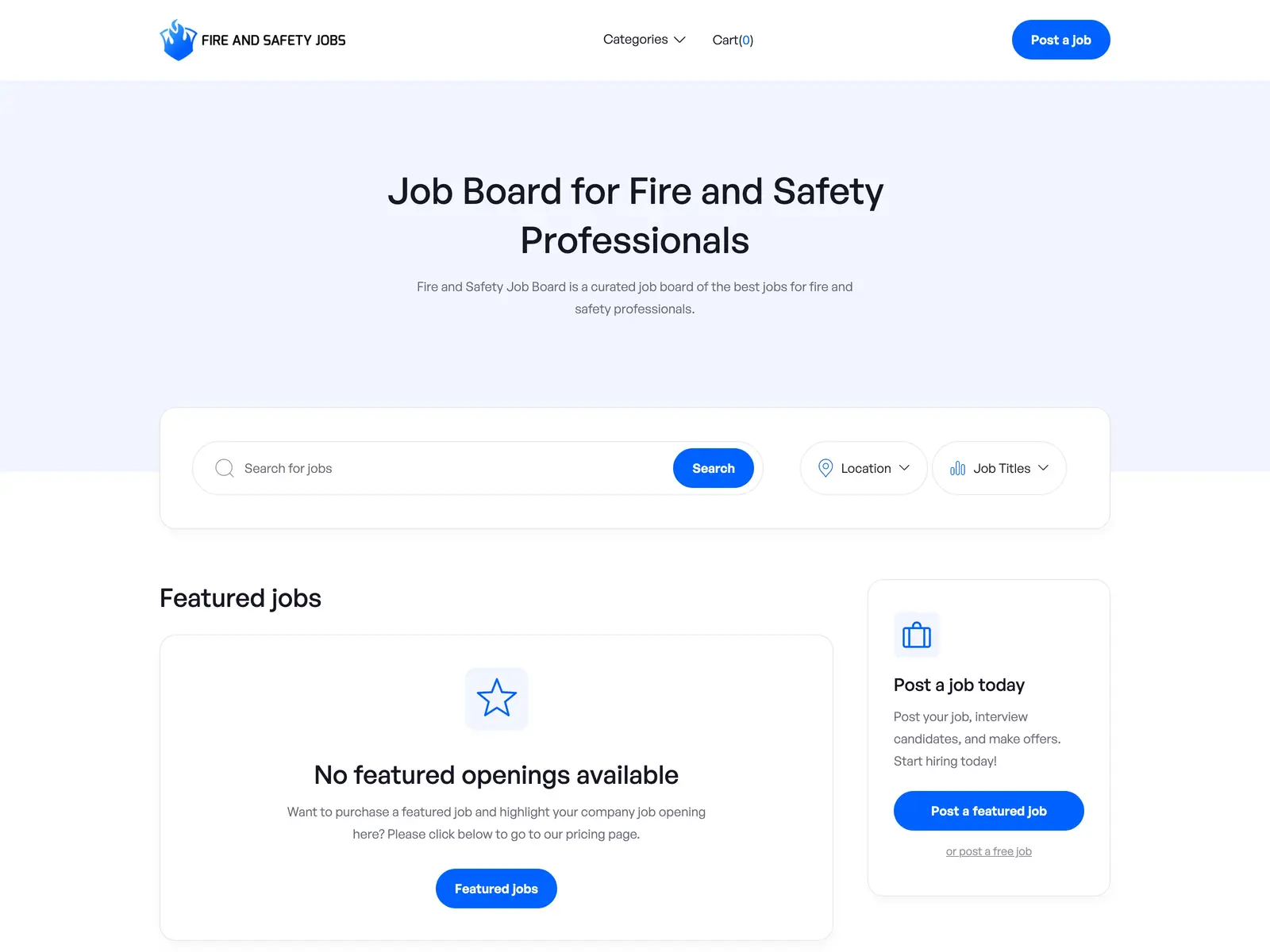 Screenshot of Fire and Safety Job Board