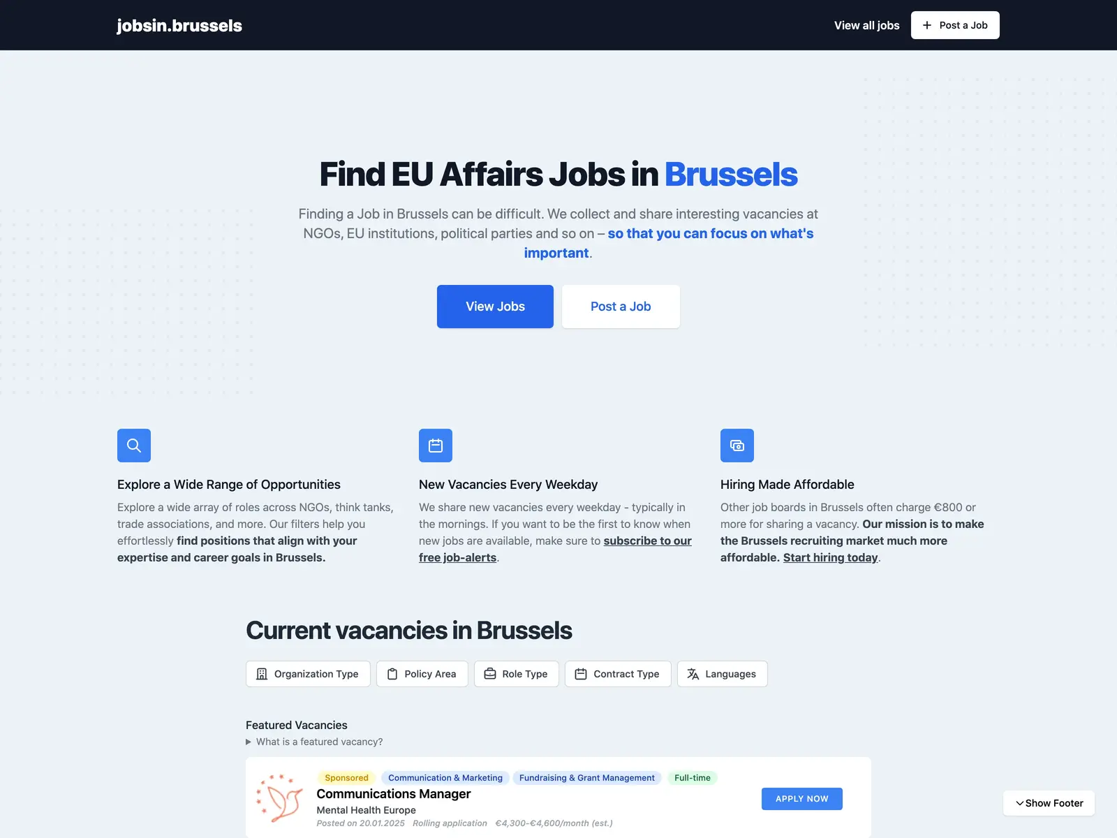 Screenshot of Jobs in Brussels