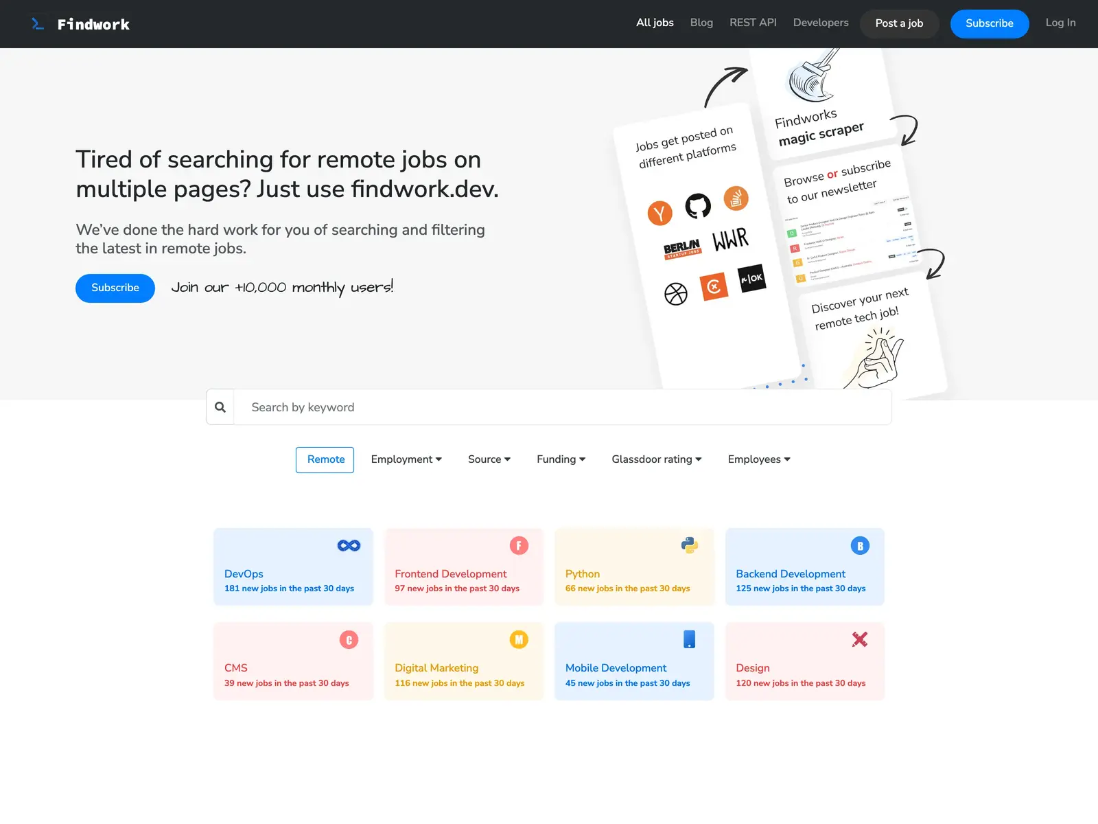 Screenshot of Findwork.dev