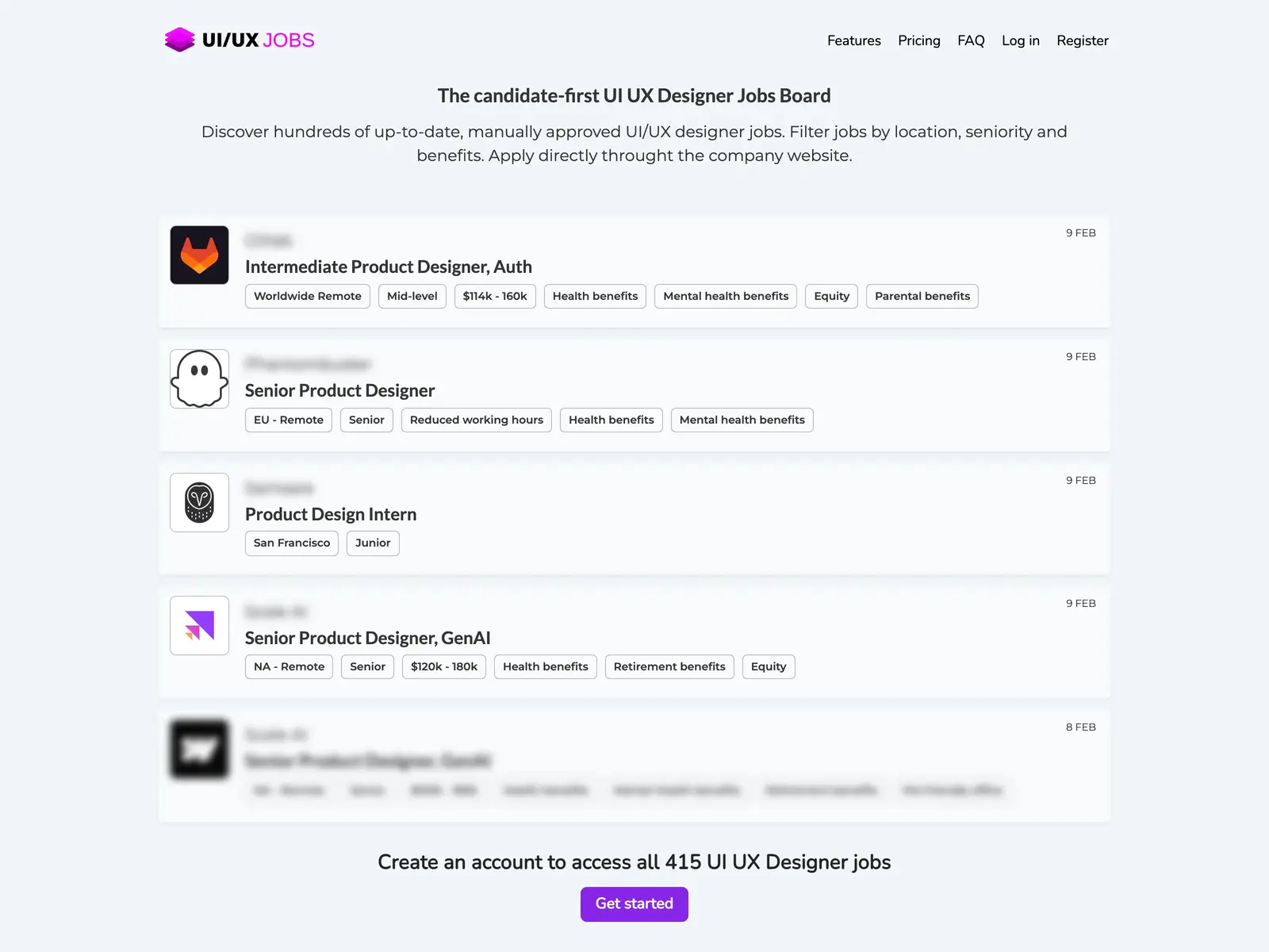 Screenshot of UI UX Designer Jobs