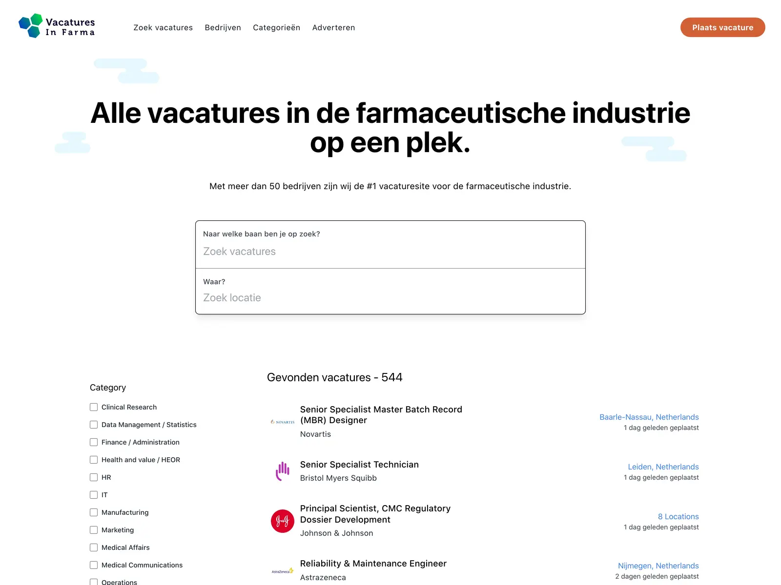 Screenshot of VacaturesInFarma