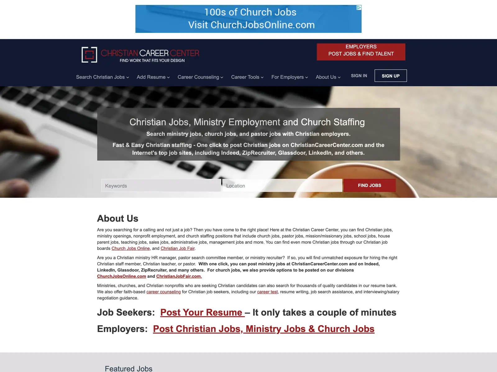 Screenshot of ChristianCareerCenter.com