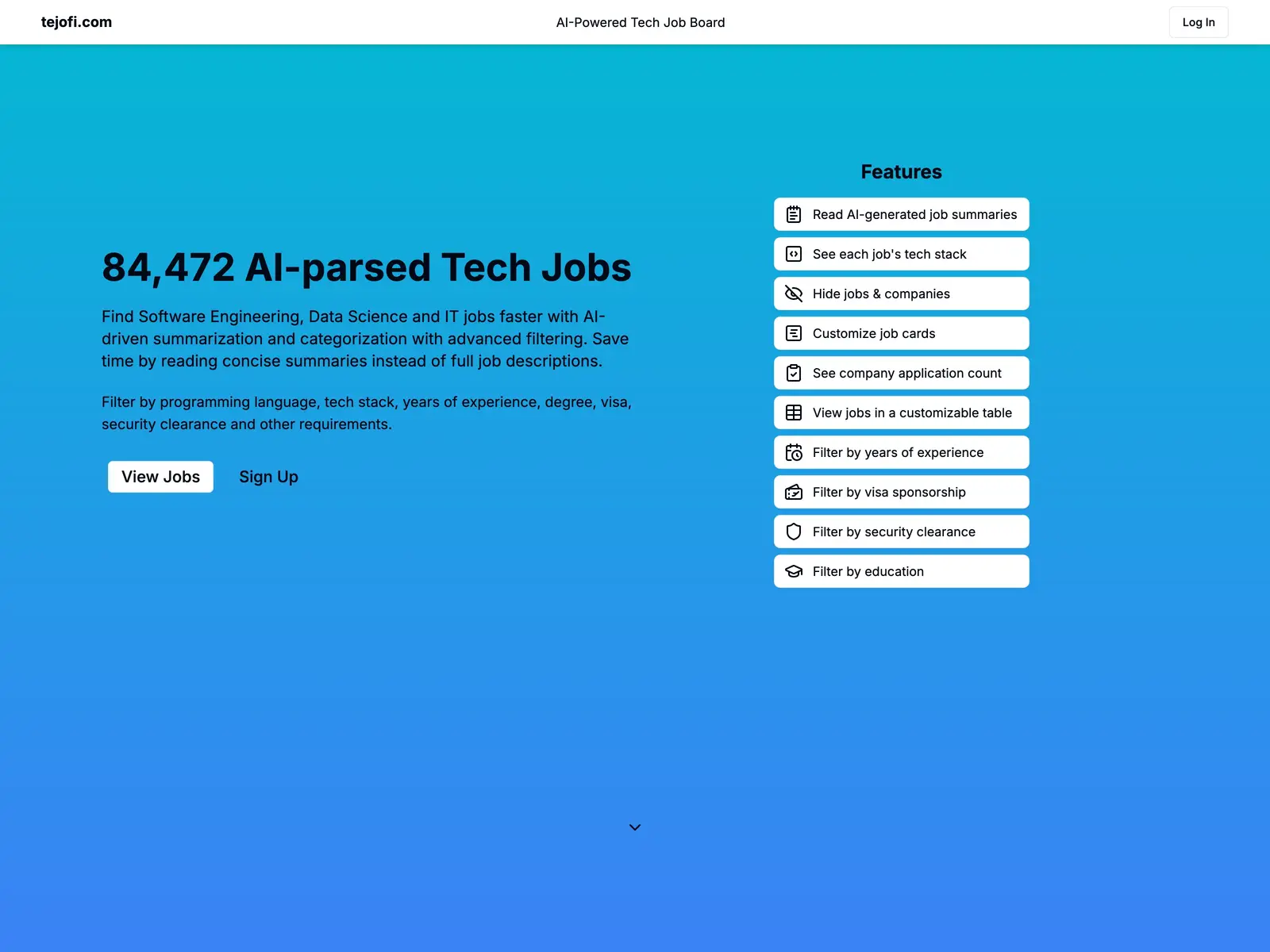 Screenshot of Tejofi