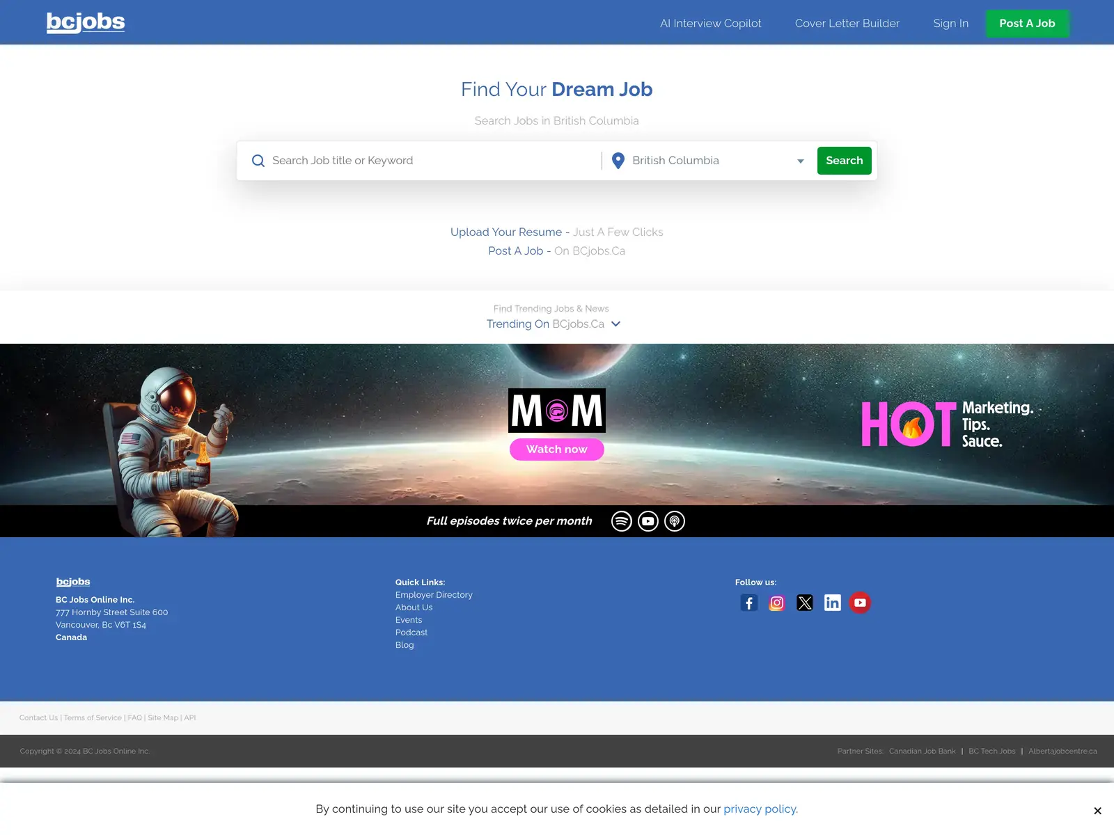 Screenshot of BCjobs.ca