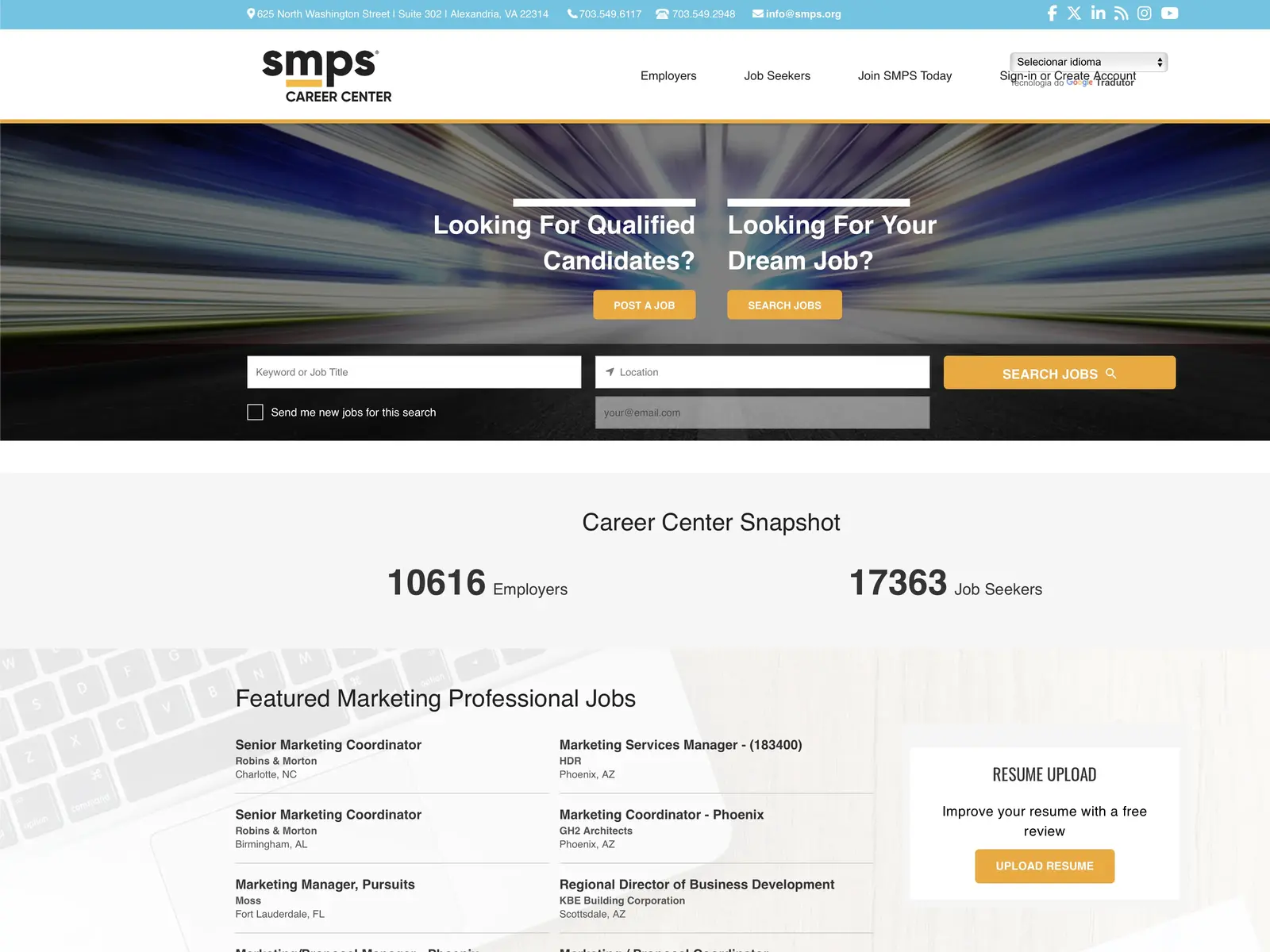 Screenshot of SMPS Career Center