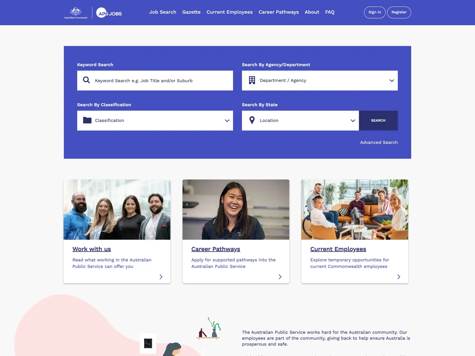 Screenshot of APS Jobs