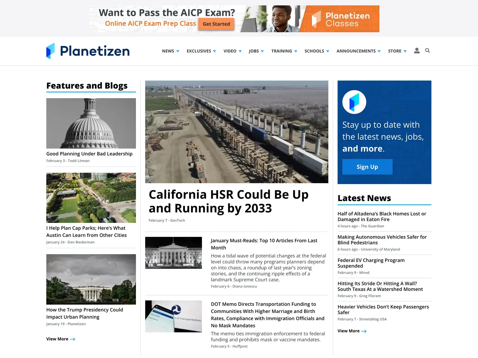 Screenshot of Planetizen