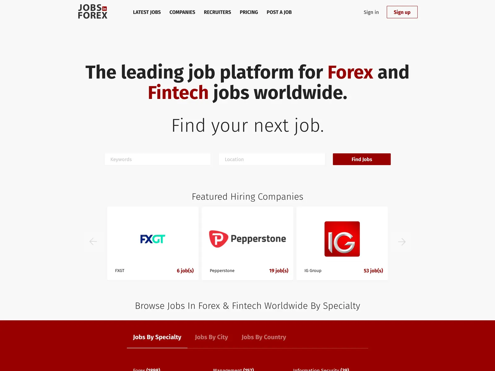 Screenshot of Jobs in Forex