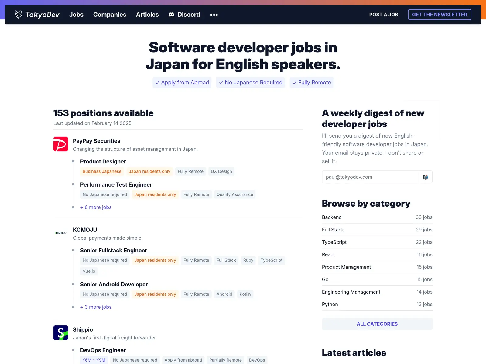 Screenshot of TokyoDev