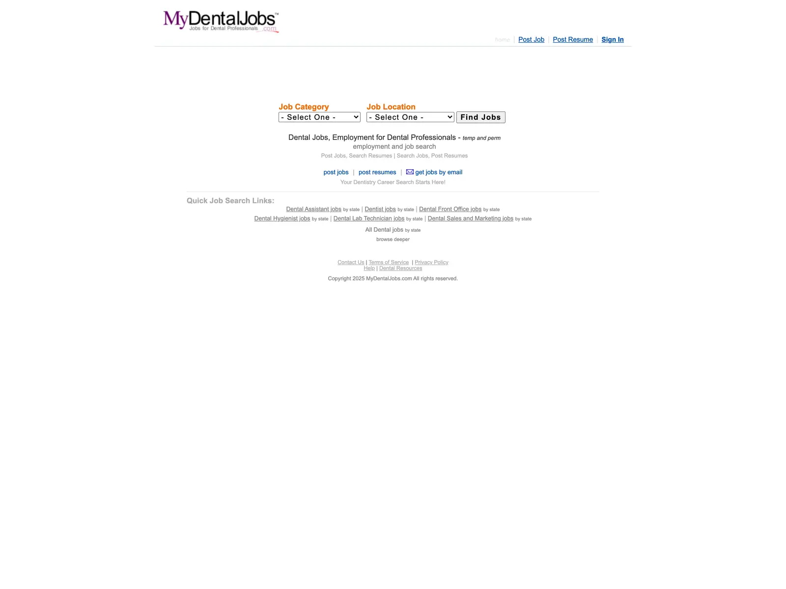 Screenshot of MyDentalJobs