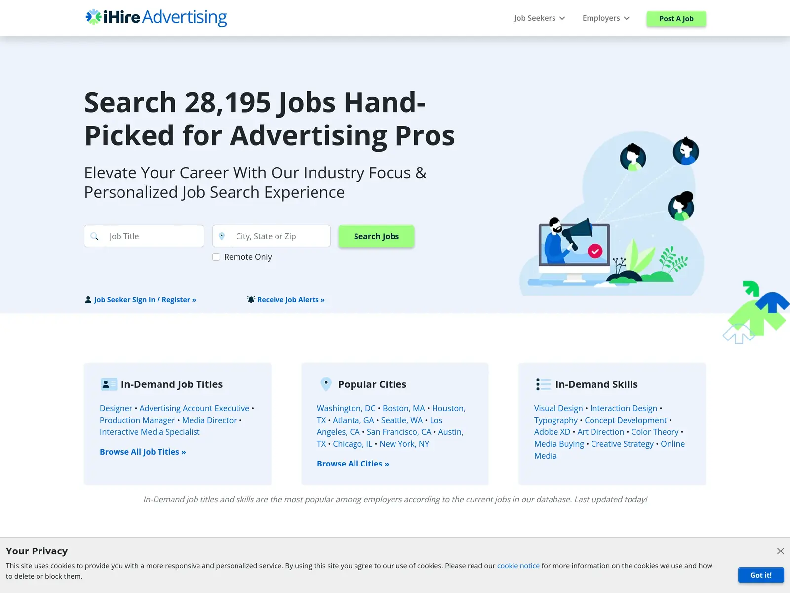 Screenshot of iHireAdvertising