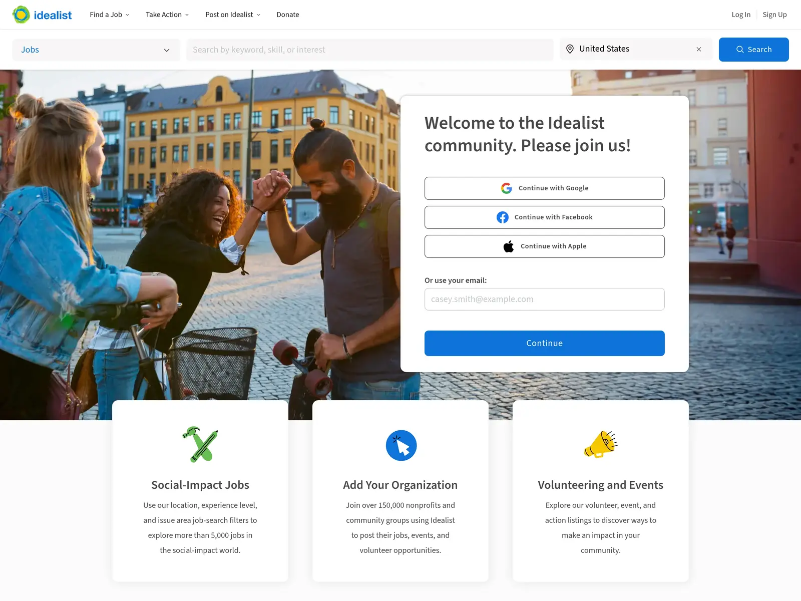 Screenshot of Idealist