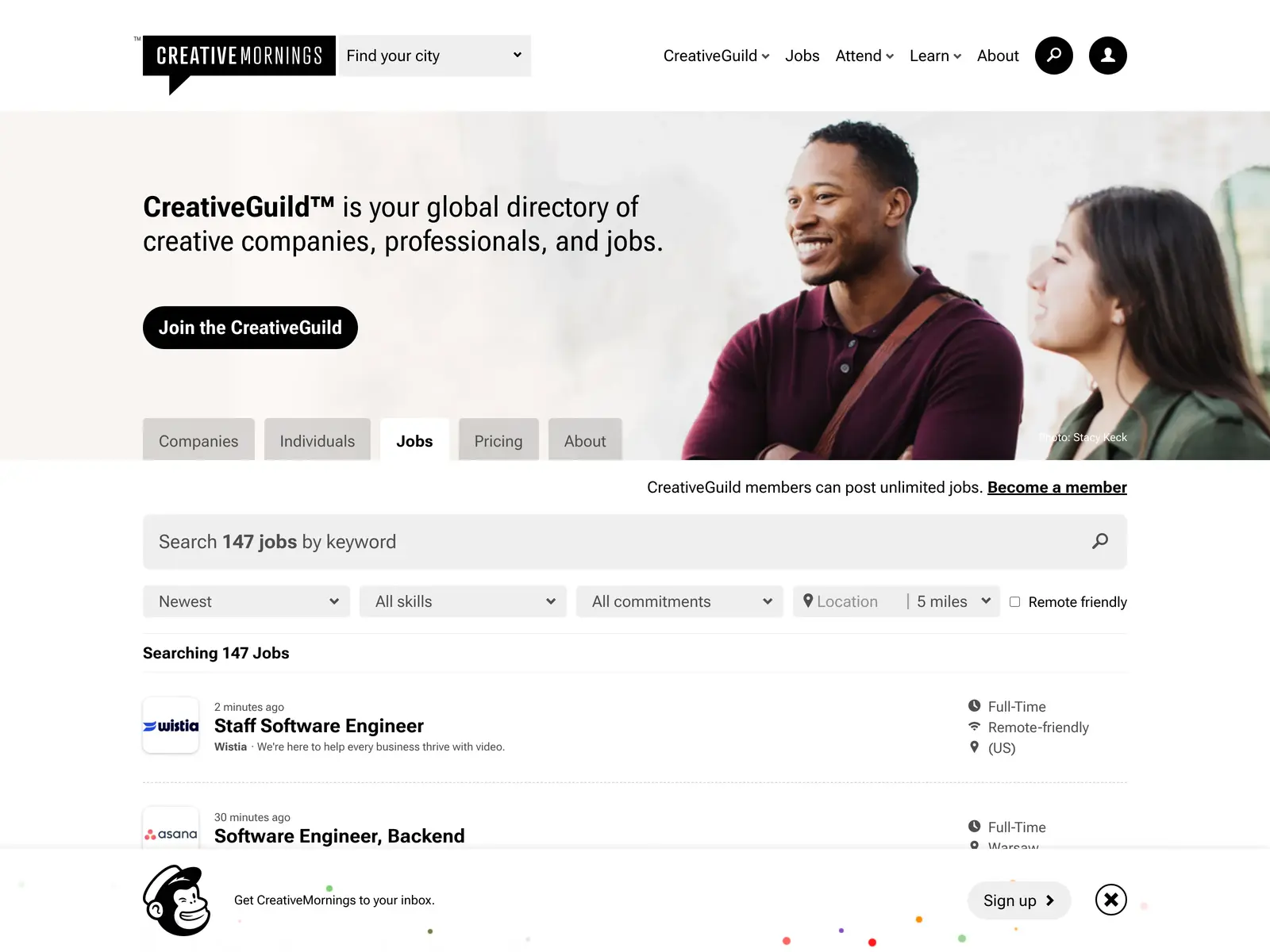 Screenshot of Jobs | CreativeGuild