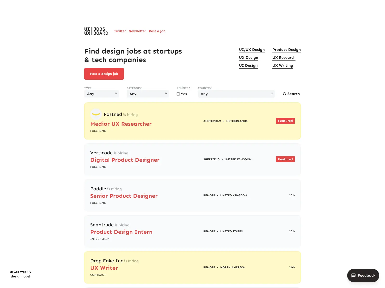 Screenshot of UIUXjobsboard