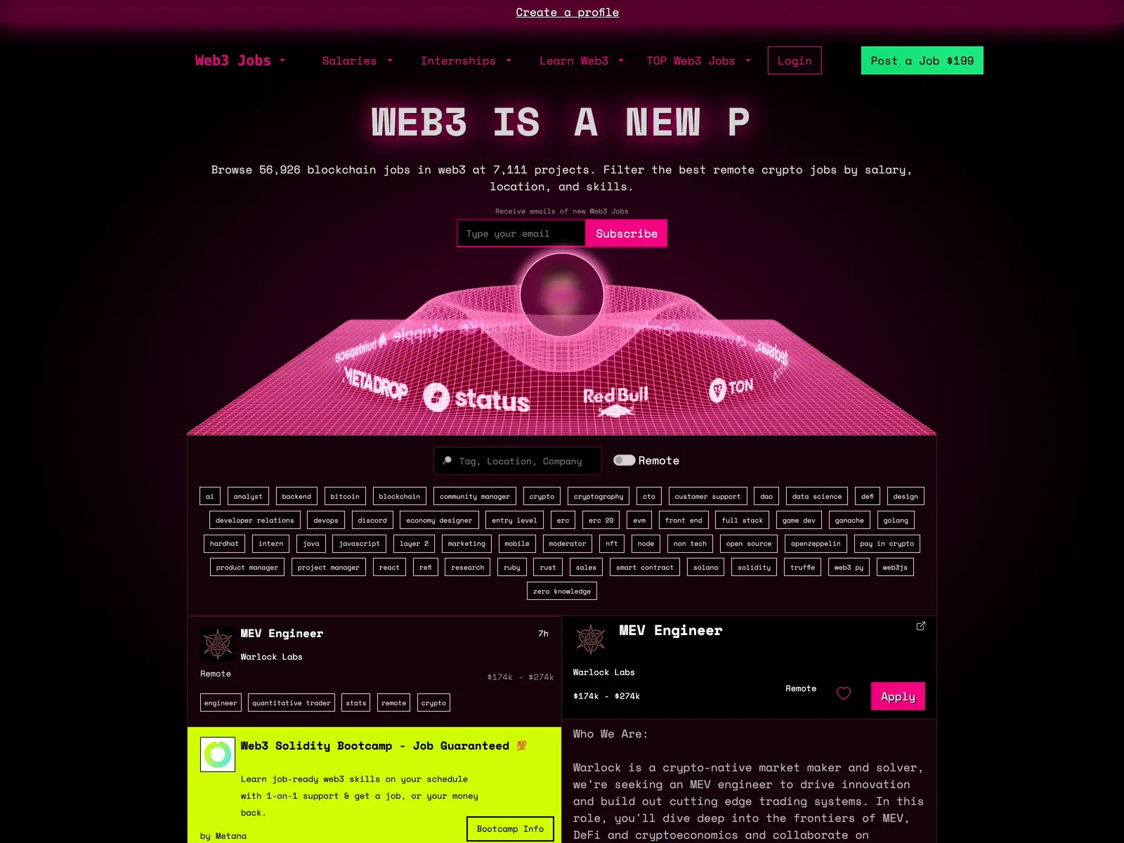 Screenshot of Web3 Jobs