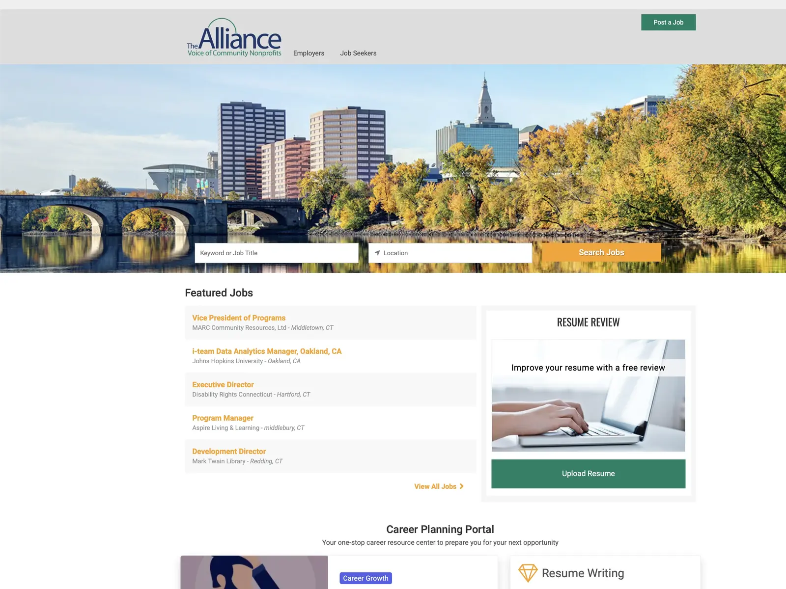 Screenshot of Nonprofit Jobs - CT Community Nonprofit Alliance