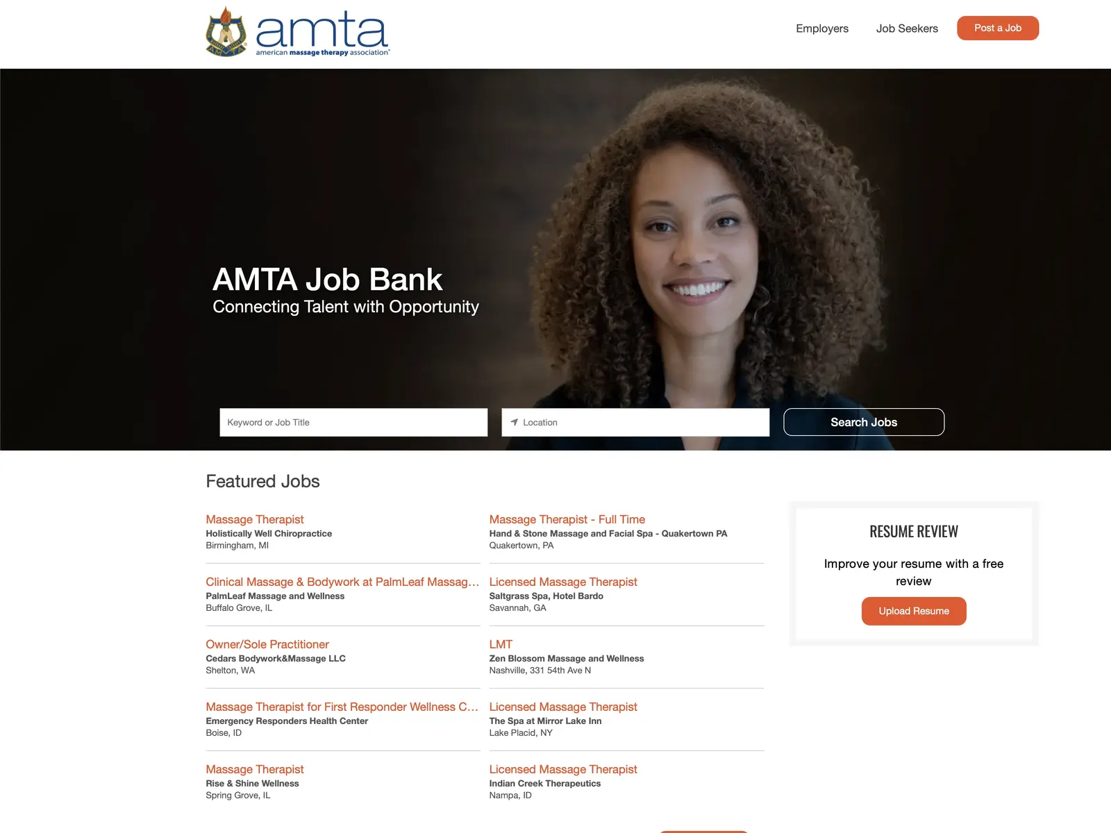Screenshot of AMTA Job Bank