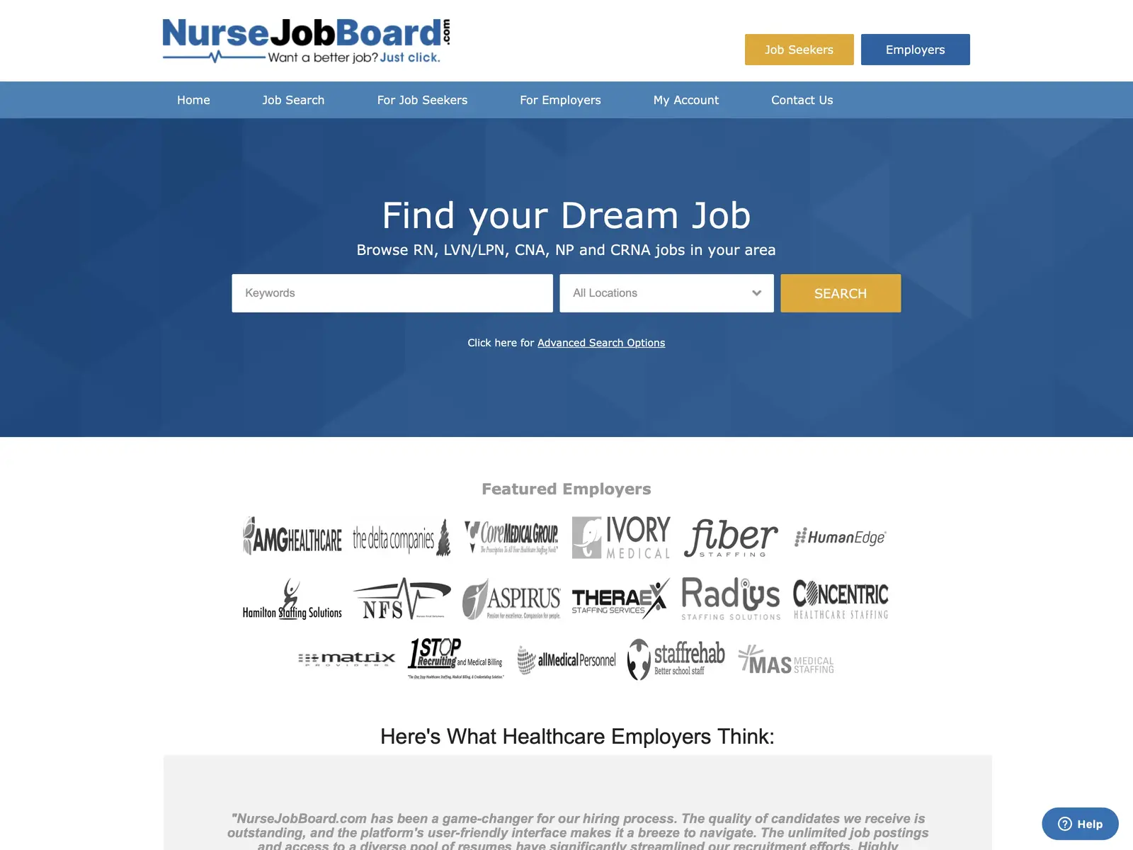 Screenshot of NurseJobBoard.com