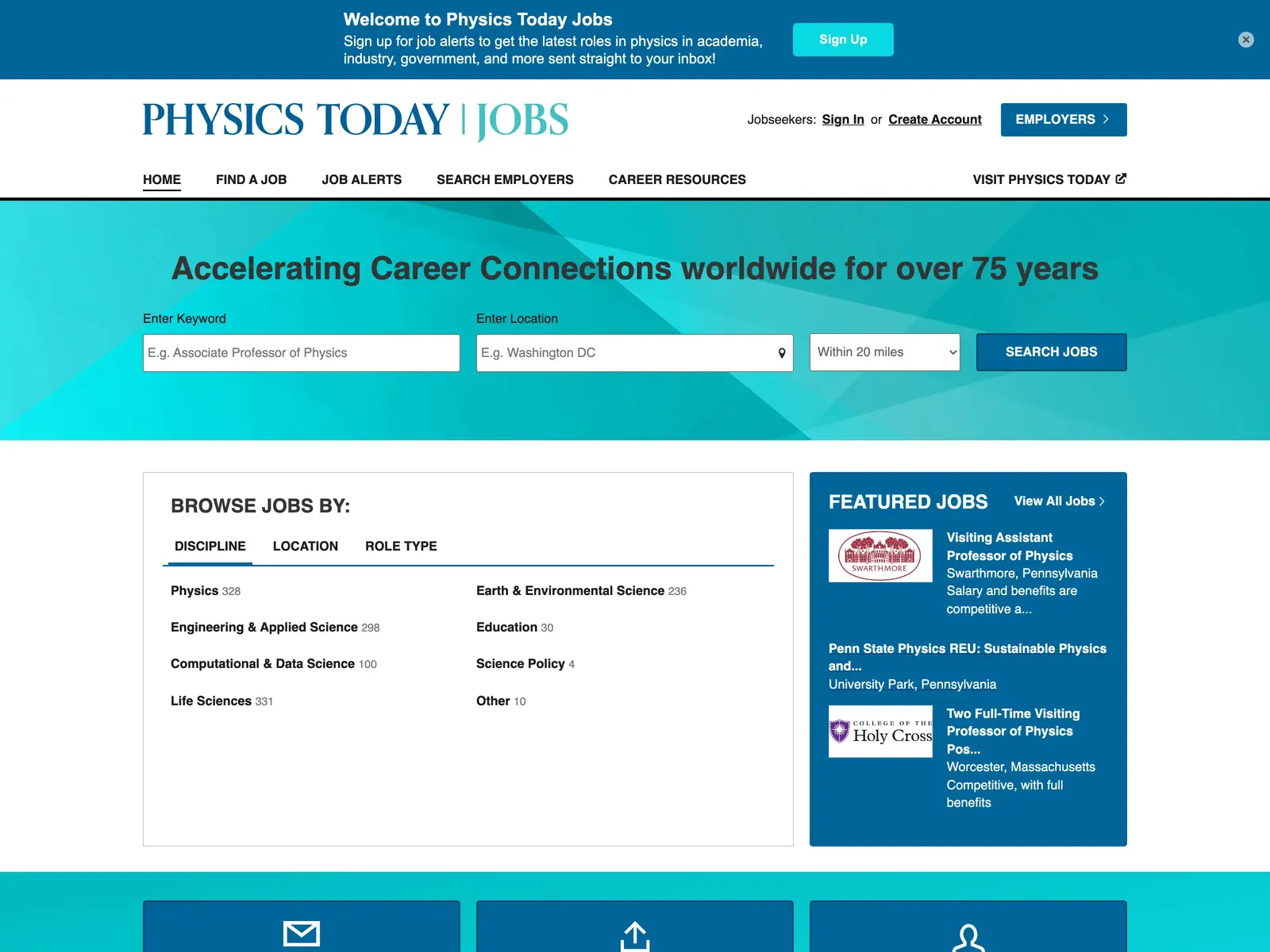 Screenshot of Physics Today Jobs