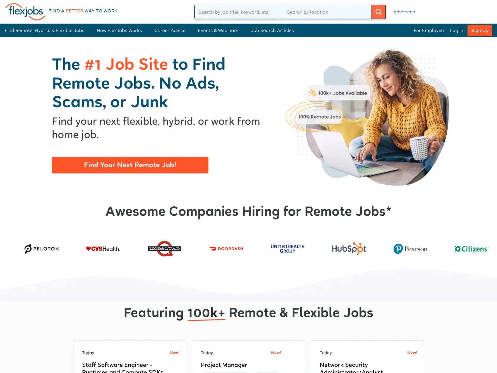 Screenshot of FlexJobs