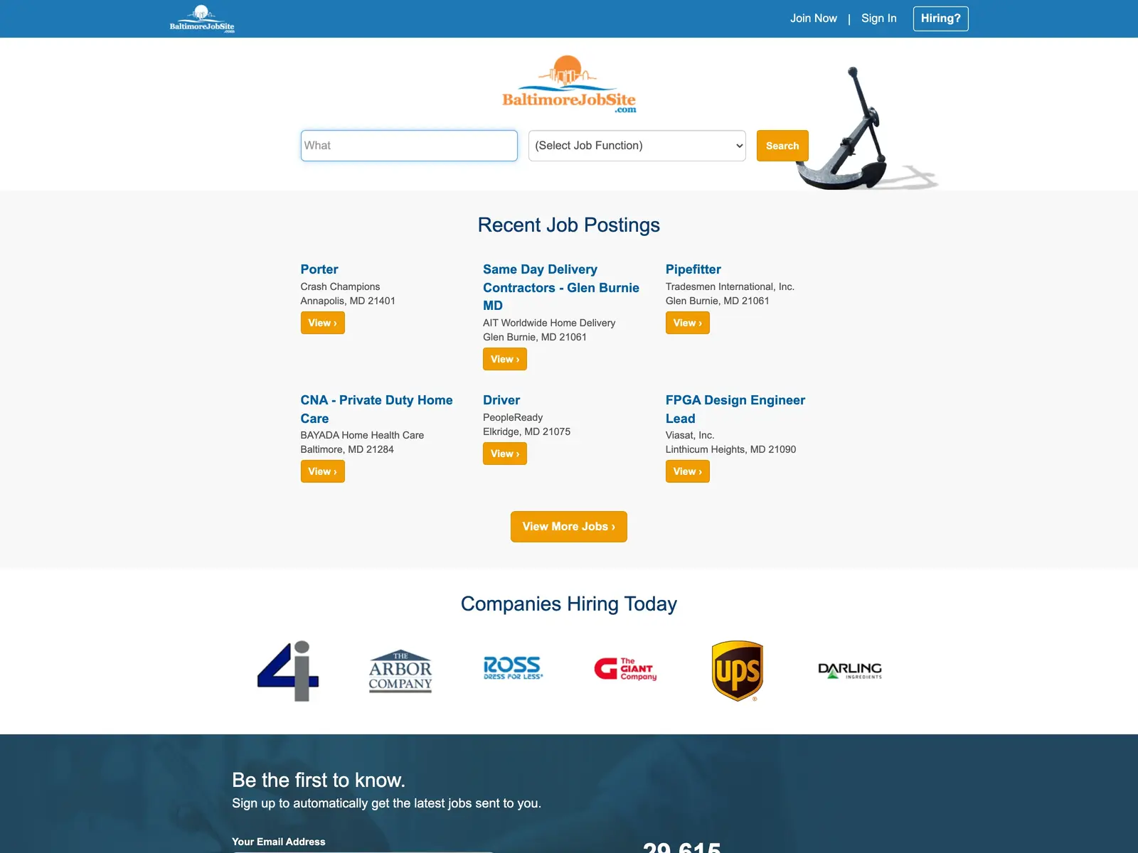 Screenshot of BaltimoreJobSite
