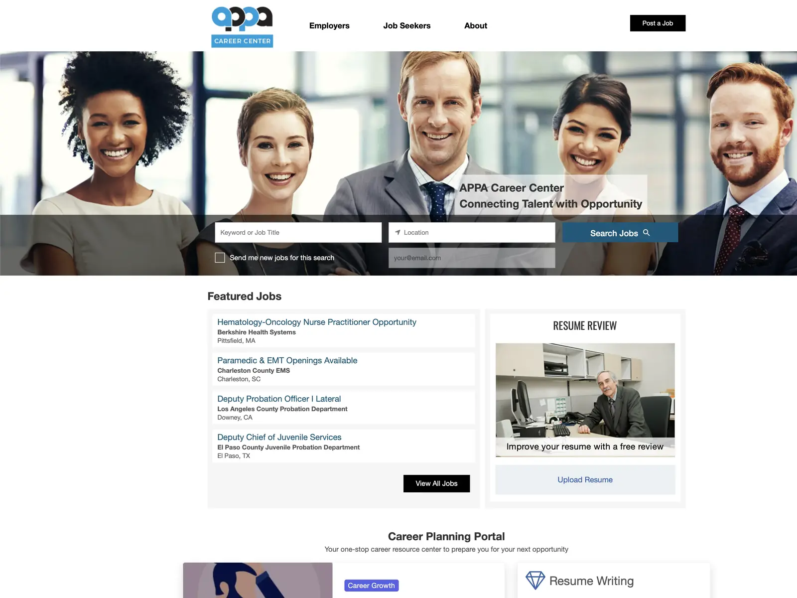 Screenshot of APPA Career Center