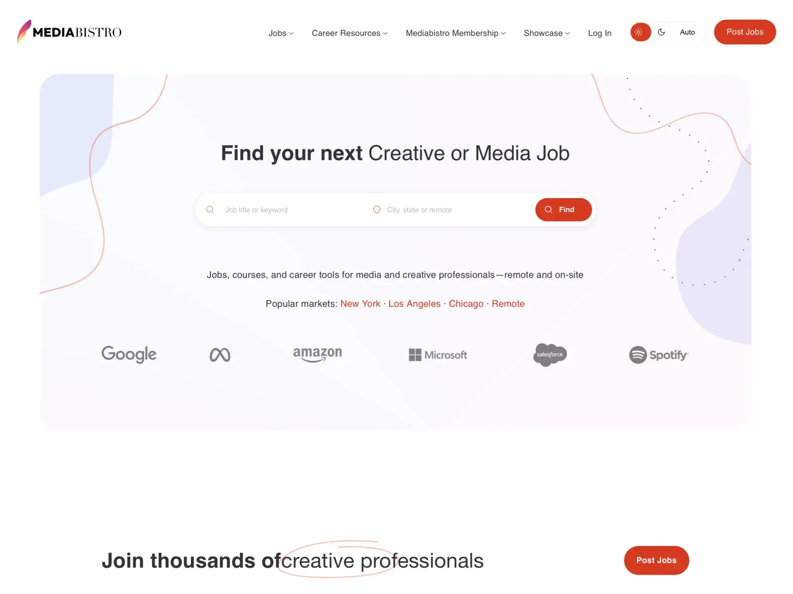 Screenshot of Mediabistro