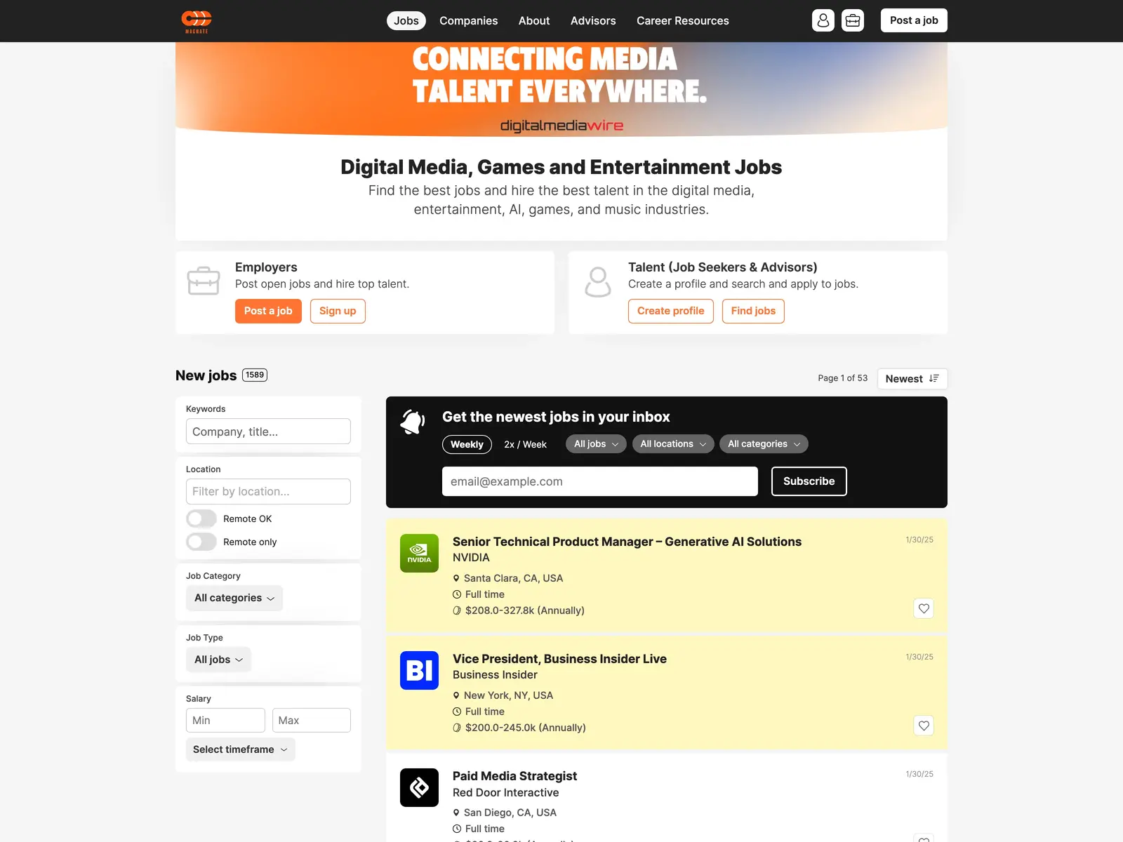 Screenshot of CareerMAGNATE