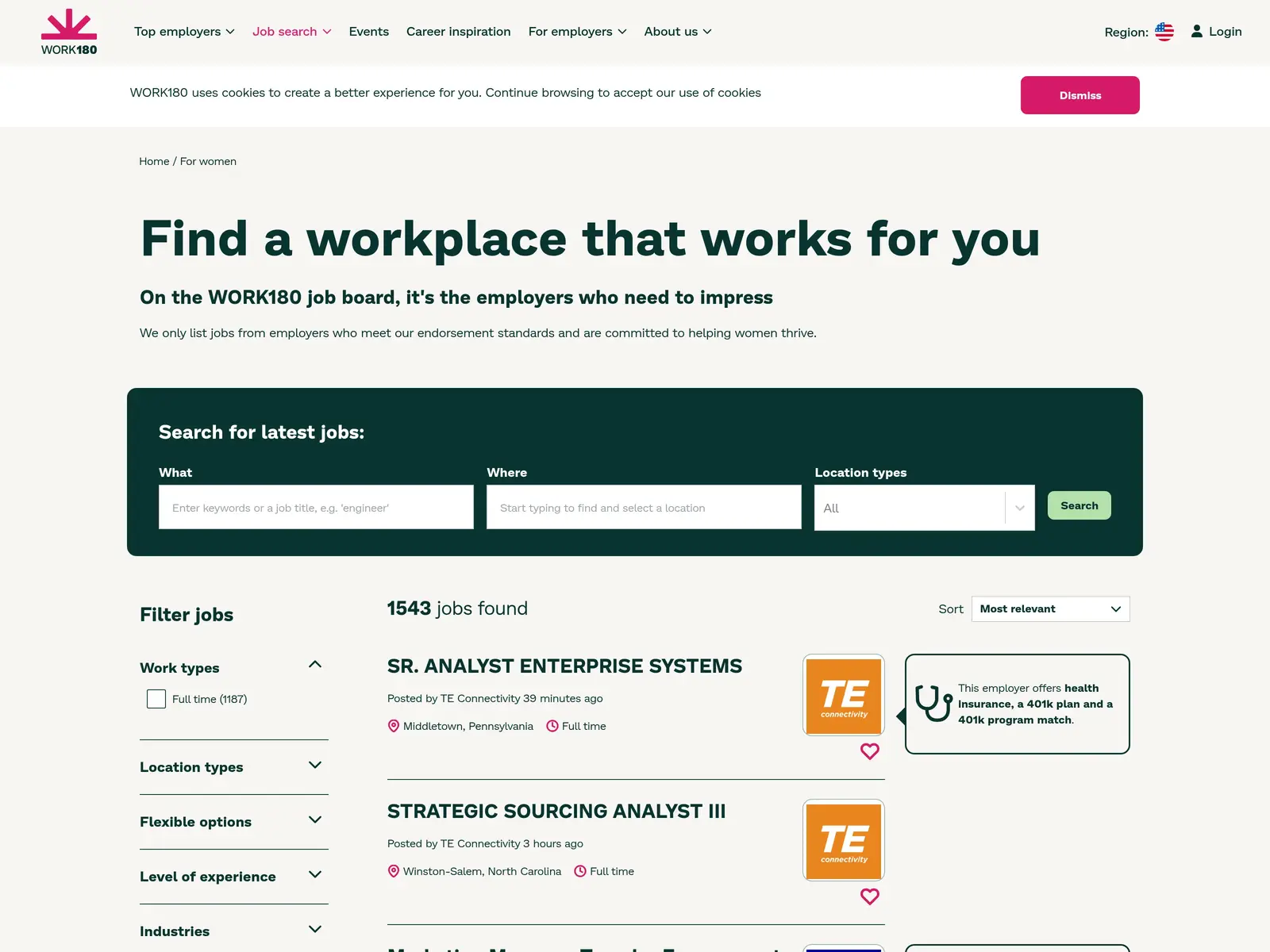 Screenshot of WORK180