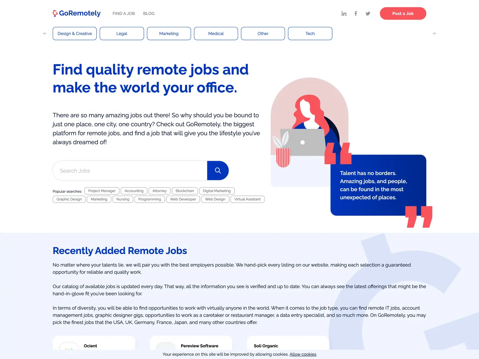 Screenshot of GoRemotely