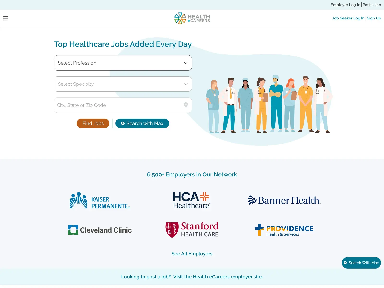 Screenshot of Health eCareers