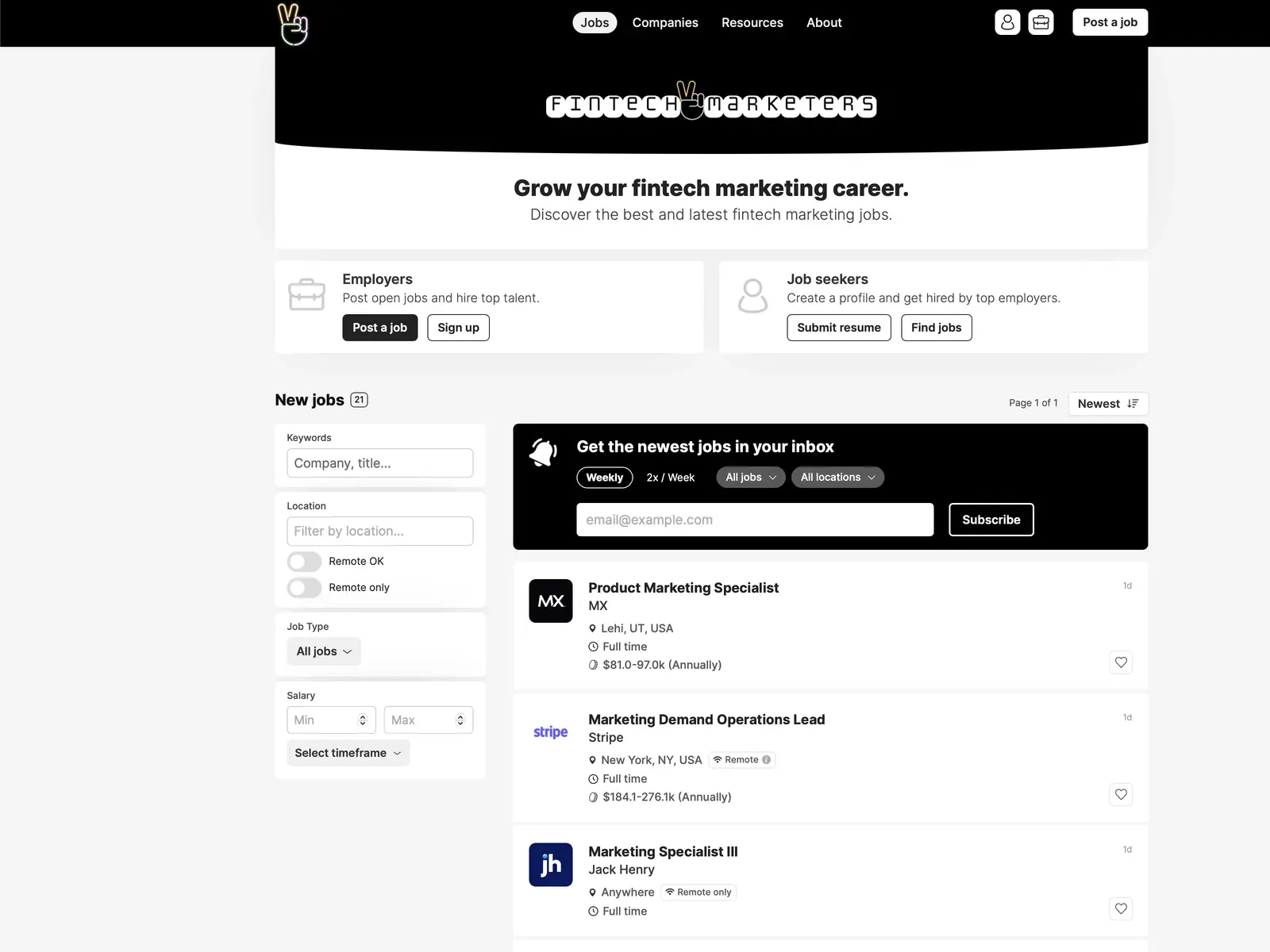 Screenshot of Fintech Marketers